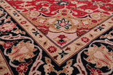 3x5 Red, Black, Tan Color Hand Knotted Tabriz Wool & Silk Traditional Oriental Rug